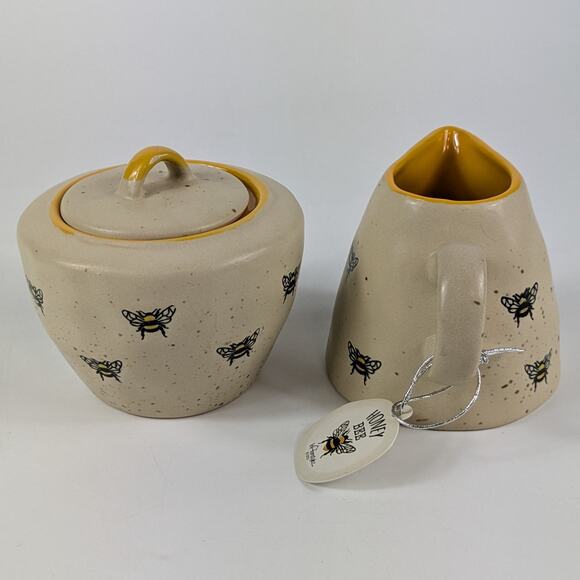 Spectrum Designz Barney Bee Repeat Sugar Bowl Creamer Set New Tags NWT Bumblebee - Picture 3 of 16